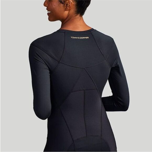 Tommie Copper NWT Long Sleeve V Neck Compression Front Zipper Black L - Picture 2 of 7